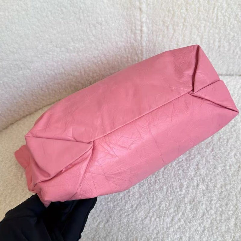 Balenciaga 粉色銀鍊油蠟皮crush tote trash小號垃圾袋鏈條包 99新配件塵袋-1