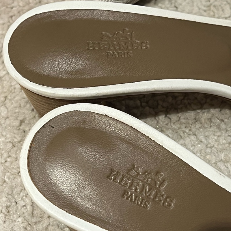 愛馬仕跟鞋 38號 白色 牛皮-2