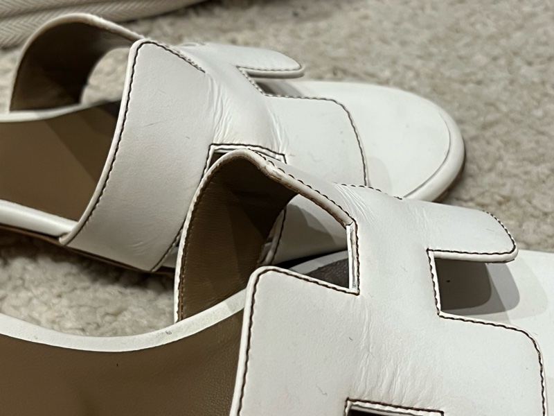 愛馬仕跟鞋 38號 白色 牛皮-3