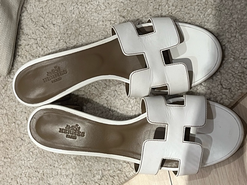 愛馬仕跟鞋 38號 白色 牛皮-6