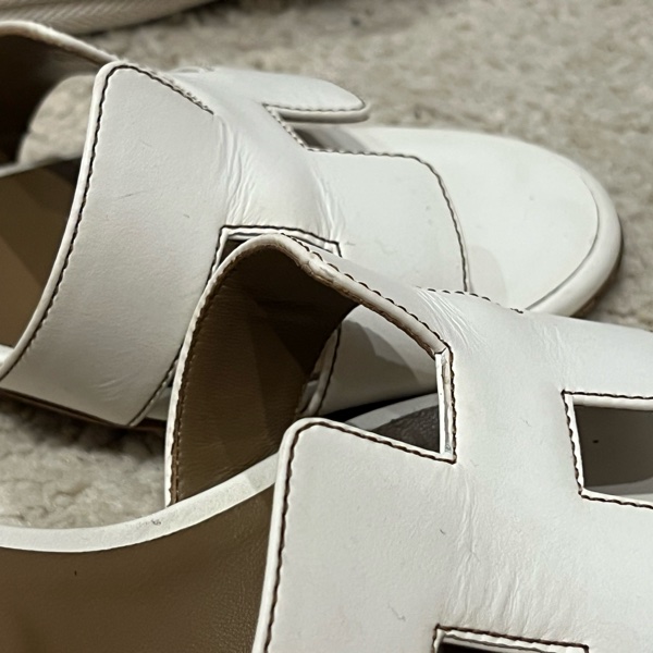 愛馬仕跟鞋 38號 白色 牛皮-8