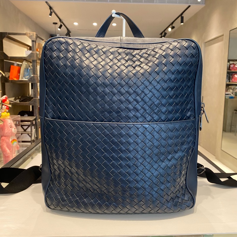 Bottega Veneta 編織後背包 深藍-0