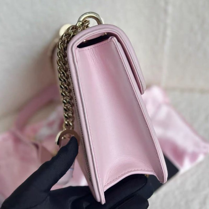 BVLGARI 情人節限定粉色金扣鍊條蛇頭包99新 配件塵袋-3