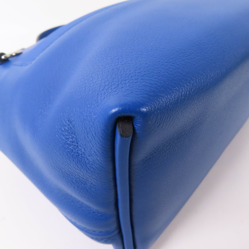 HERMES Evercolor皮革24/24 Mini銀扣肩背袋Bleu France-6