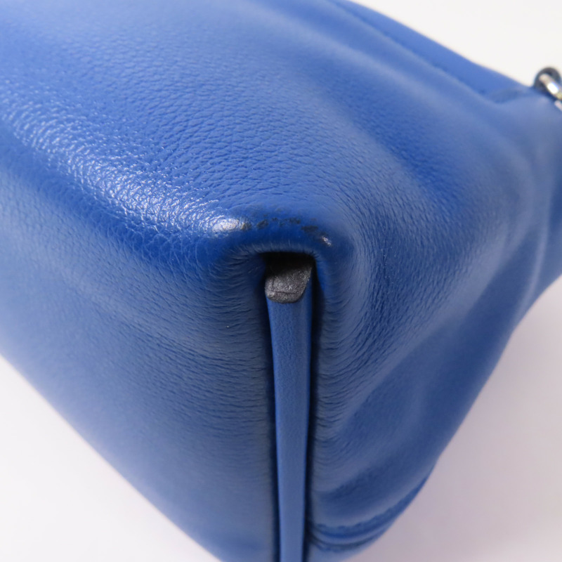 HERMES Evercolor皮革24/24 Mini銀扣肩背袋Bleu France-7