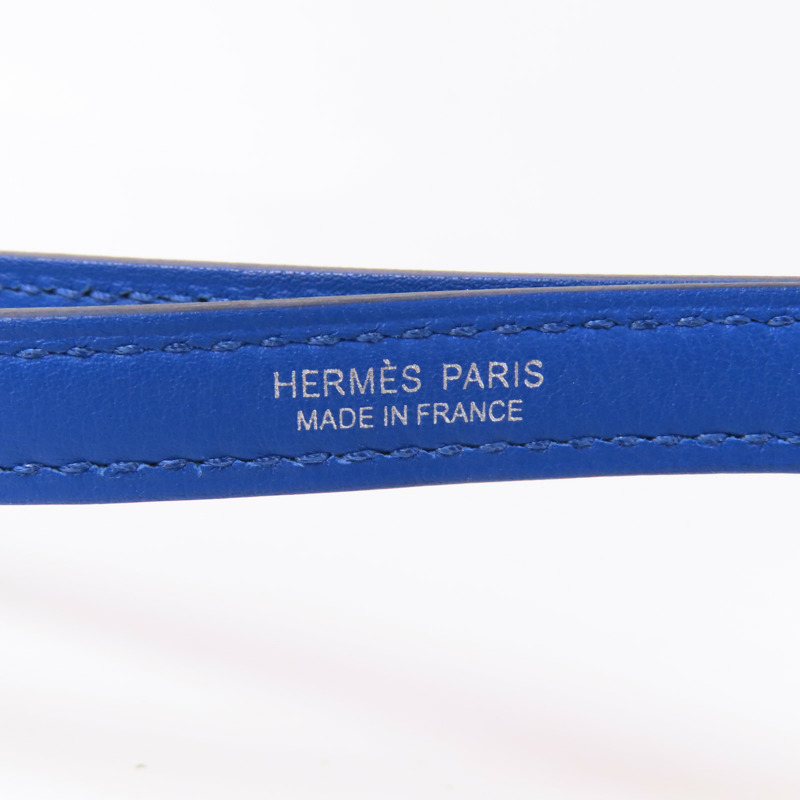 HERMES Evercolor皮革24/24 Mini銀扣肩背袋Bleu France-10