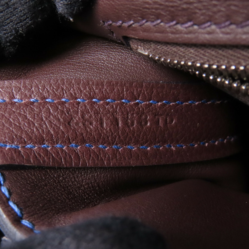 HERMES Evercolor皮革24/24 Mini銀扣肩背袋Bleu France-12