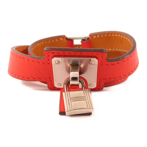 HERMES Swift皮革O'Kelly Bracelet銀扣手鏈Red