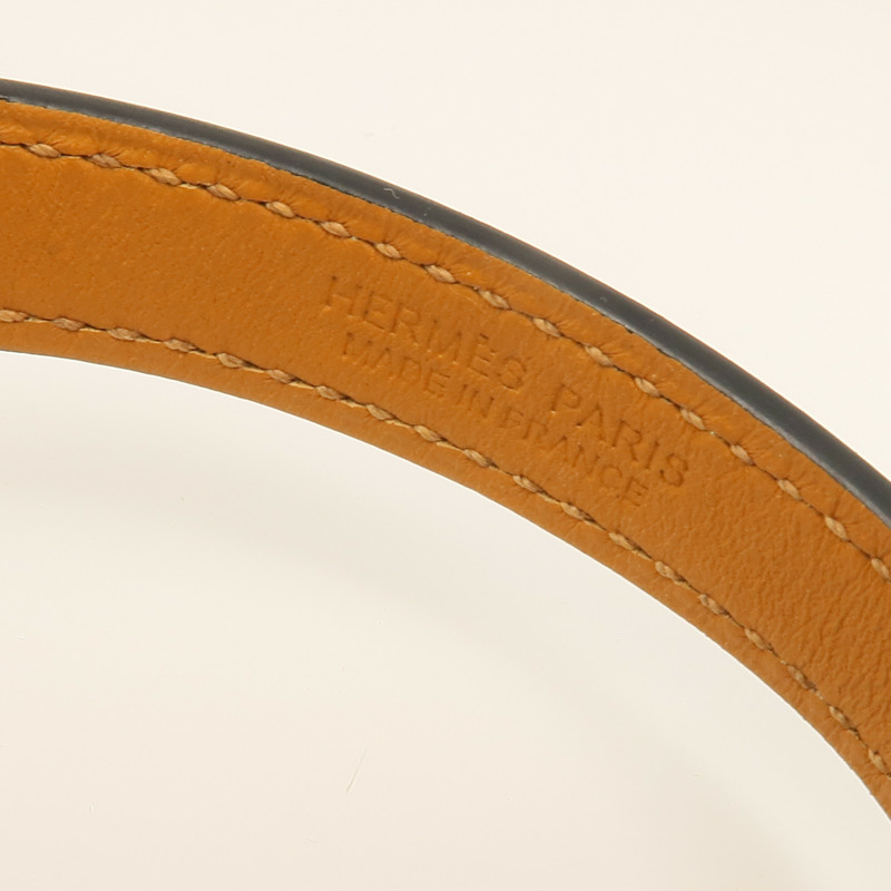 HERMES Swift皮革Rivale Double Tour Bracelet金扣手鏈Navy-8