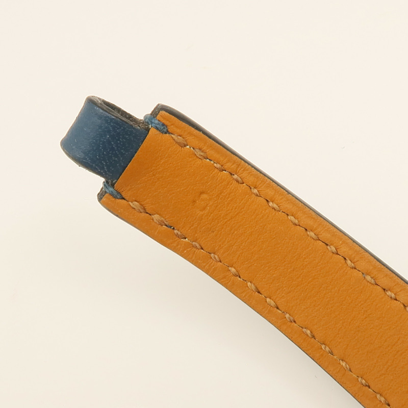 HERMES Swift皮革Rivale Double Tour Bracelet金扣手鏈Navy-10