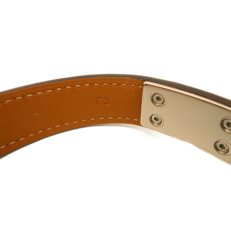 HERMES Epsom皮革Drag Double Bracelet銀扣手鏈Blue-7