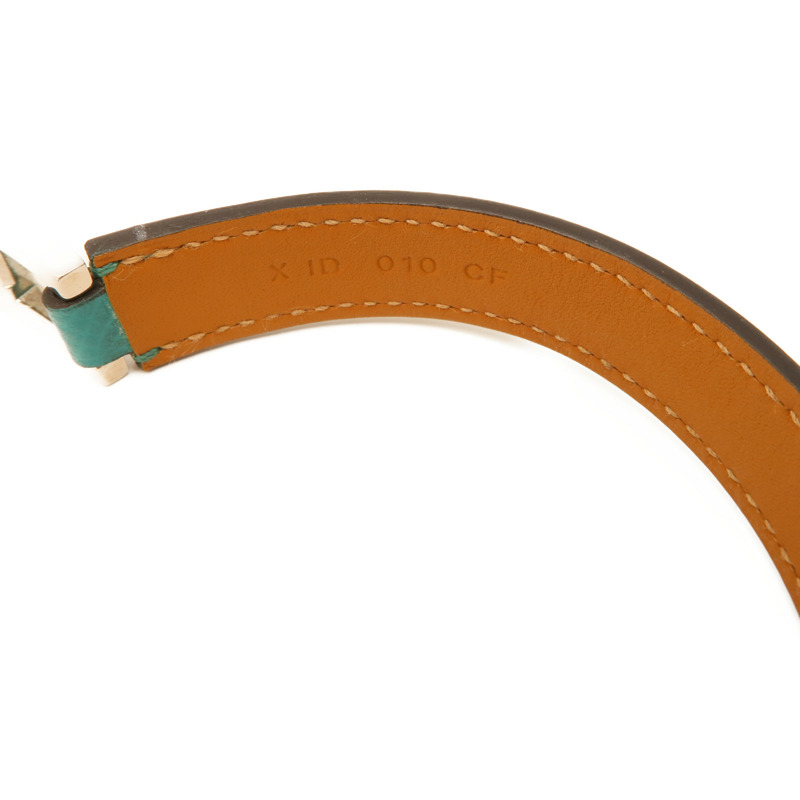 HERMES Epsom皮革Drag Double Bracelet銀扣手鏈Blue-8