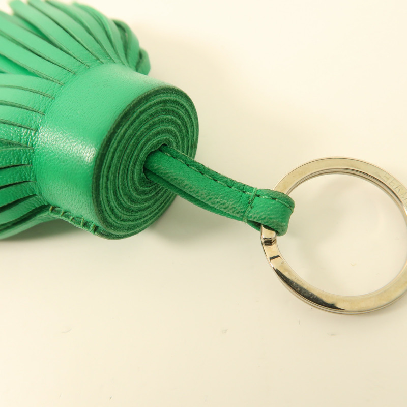 HERMES Swift皮革Carmen Key Ring銀扣鑰匙圈Green-6
