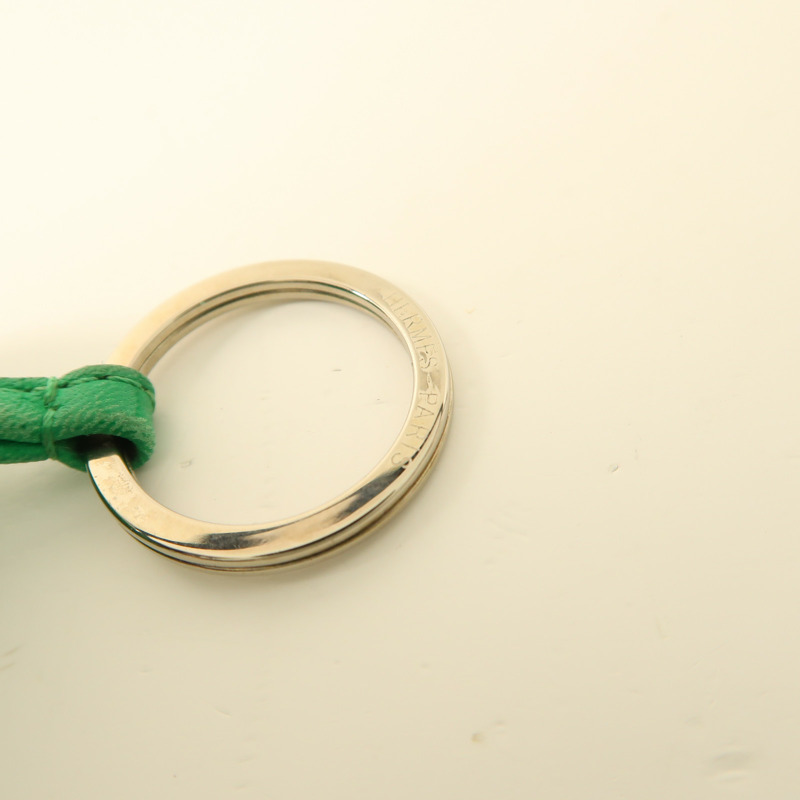 HERMES Swift皮革Carmen Key Ring銀扣鑰匙圈Green-8