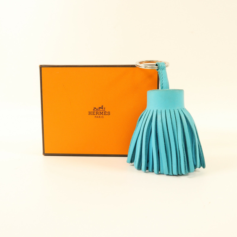 HERMES Swift皮革Carmen Key Ring銀扣鑰匙圈Blue-6