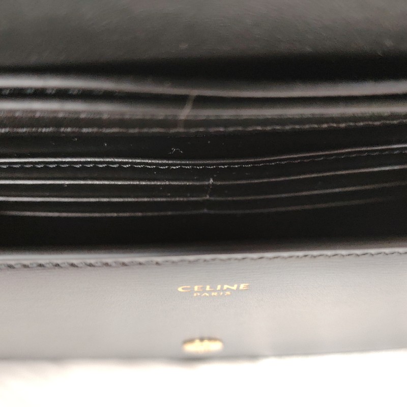 Celine TRIOMPHE亮澤牛皮革鏈條錢包-3