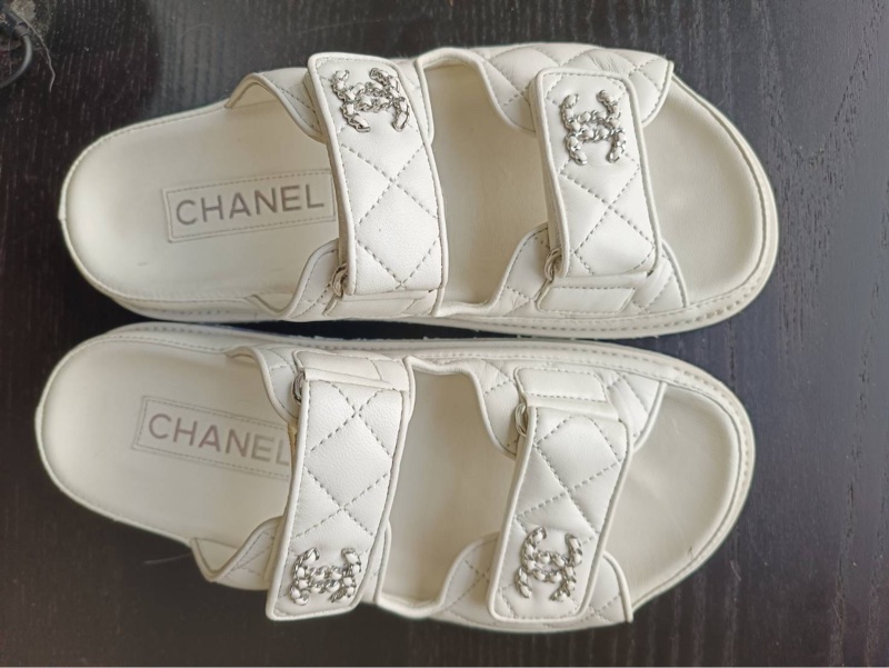 全白銀色logo香奈兒拖 22.5號-20