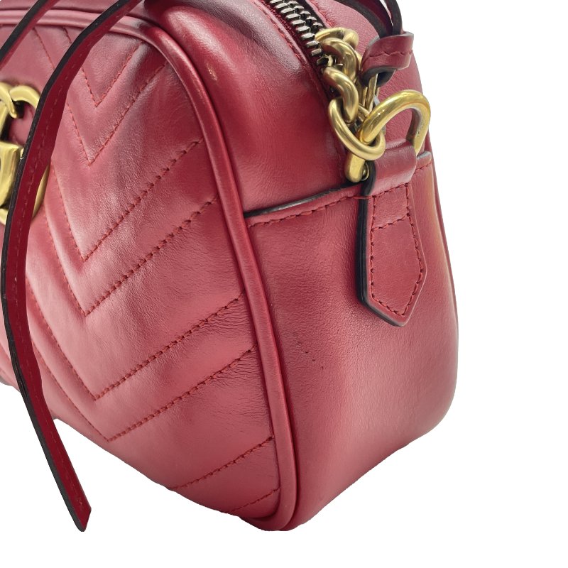 GUCCI 紅色全皮馬蒙系列相機包-5