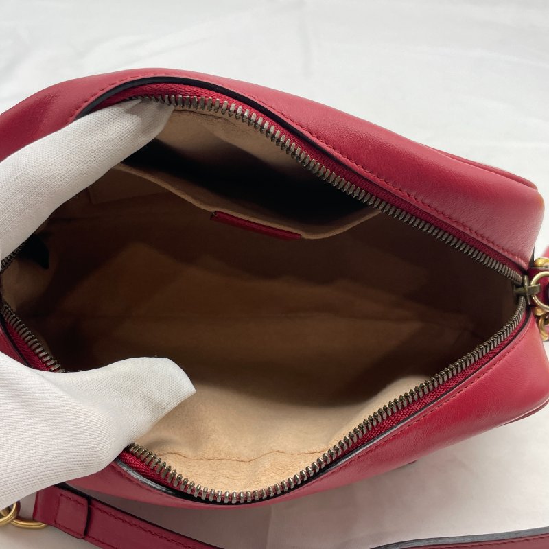 GUCCI 紅色全皮馬蒙系列相機包-6