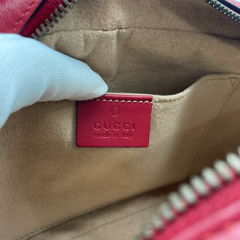 GUCCI 紅色全皮馬蒙系列相機包-7