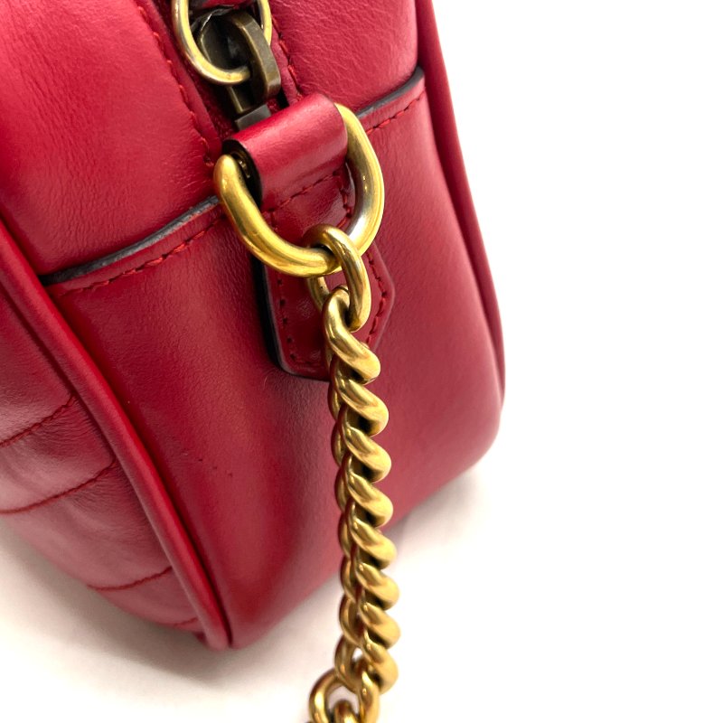 GUCCI 紅色全皮馬蒙系列相機包-9