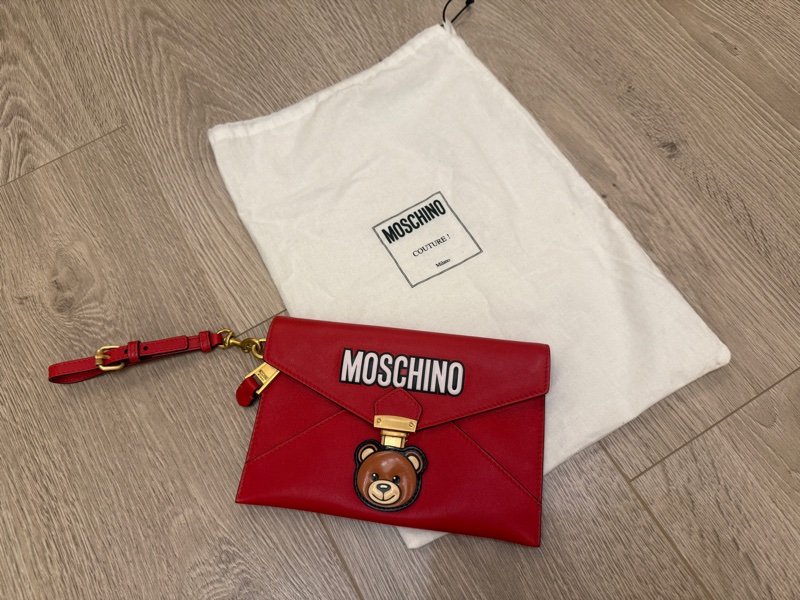 二手 MOSCHINO 小熊頭手拿包-0