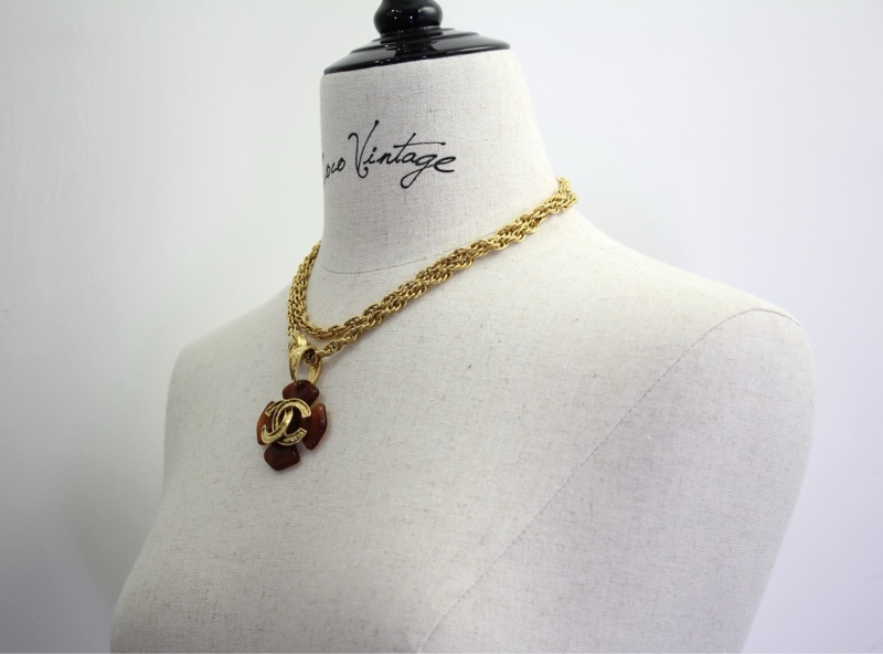 Chanel Vintage 94P玳瑁鍍金長/疊戴頸鏈-2