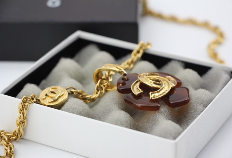 Chanel Vintage 94P玳瑁鍍金長/疊戴頸鏈-7