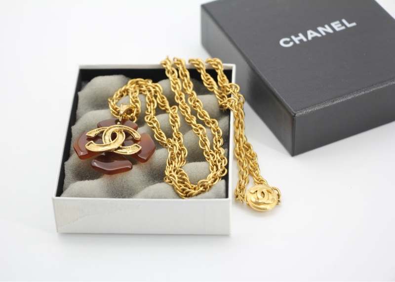 Chanel Vintage 94P玳瑁鍍金長/疊戴頸鏈-8