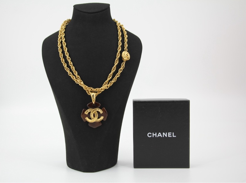 Chanel Vintage 94P玳瑁鍍金長/疊戴頸鏈-13