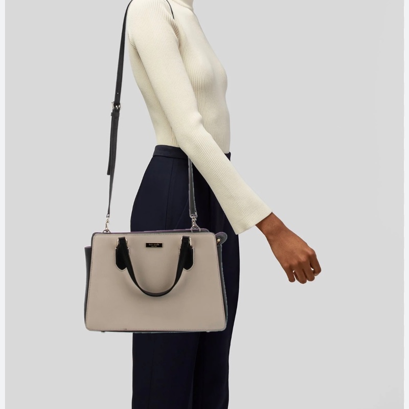 降價❗️Kate Spade NEW YORK托特包(杏黑拼接)手提包/肩背包-2