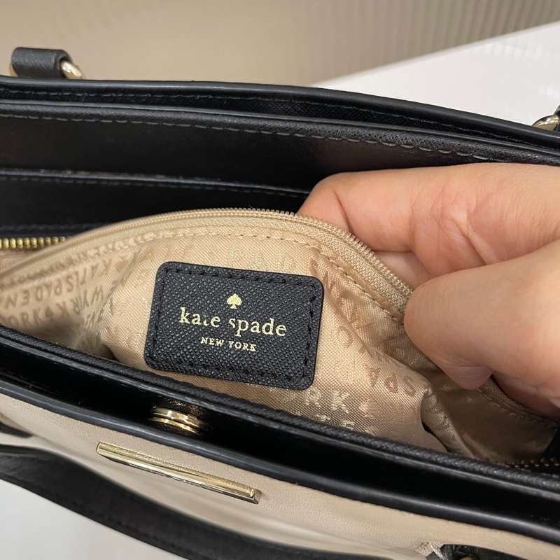 降價❗️Kate Spade NEW YORK托特包(杏黑拼接)手提包/肩背包-11