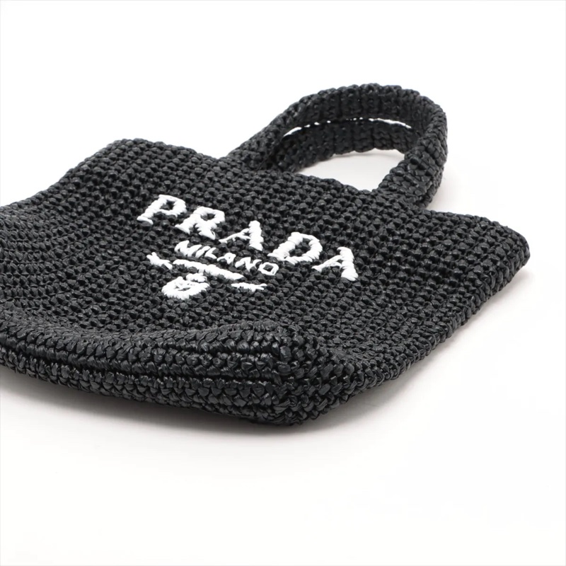 Prada Black Hand bag Raffia 普拉達草編手提包-2