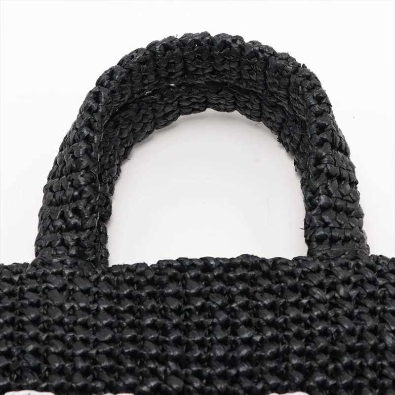 Prada Black Hand bag Raffia 普拉達草編手提包-5