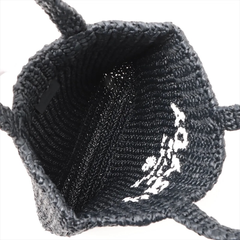 Prada Black Hand bag Raffia 普拉達草編手提包-6