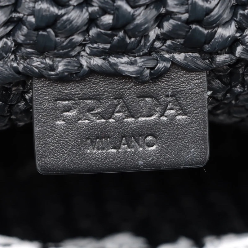 Prada Black Hand bag Raffia 普拉達草編手提包-7