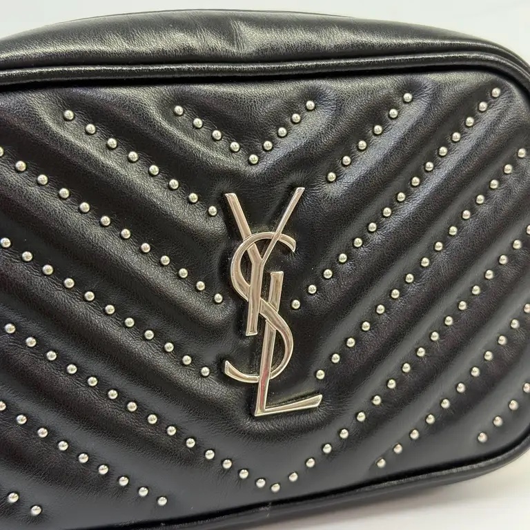 Ysl 黑色V紋腰包-9