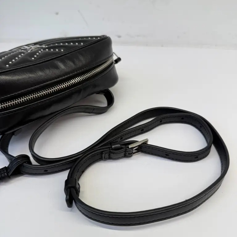 Ysl 黑色V紋腰包-19