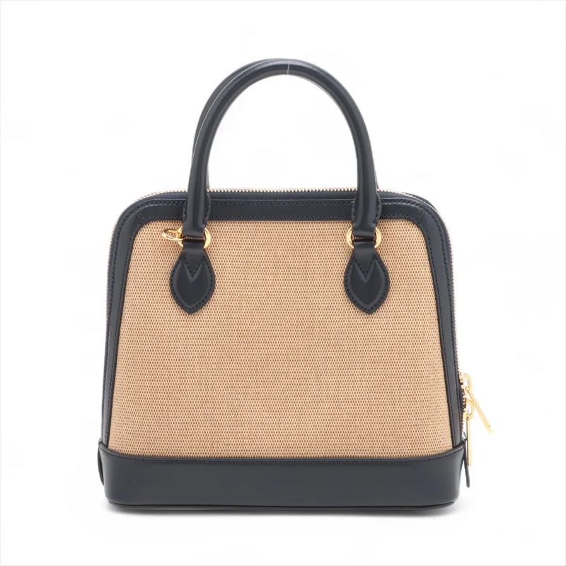 Gucci Horsebit 1955 navy x beige 2 Way Handbag 古馳皮拼布貝殼包-1