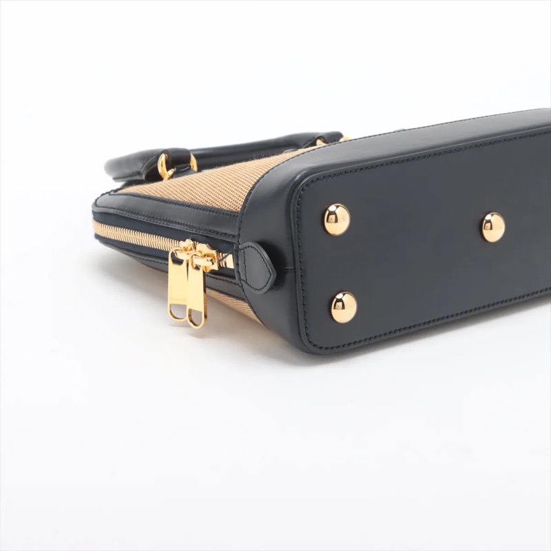 Gucci Horsebit 1955 navy x beige 2 Way Handbag 古馳皮拼布貝殼包-3
