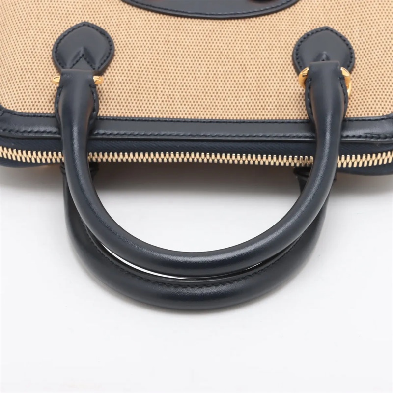 Gucci Horsebit 1955 navy x beige 2 Way Handbag 古馳皮拼布貝殼包-4