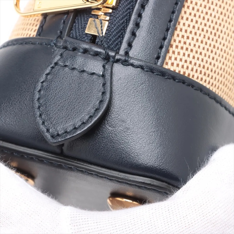 Gucci Horsebit 1955 navy x beige 2 Way Handbag 古馳皮拼布貝殼包-12