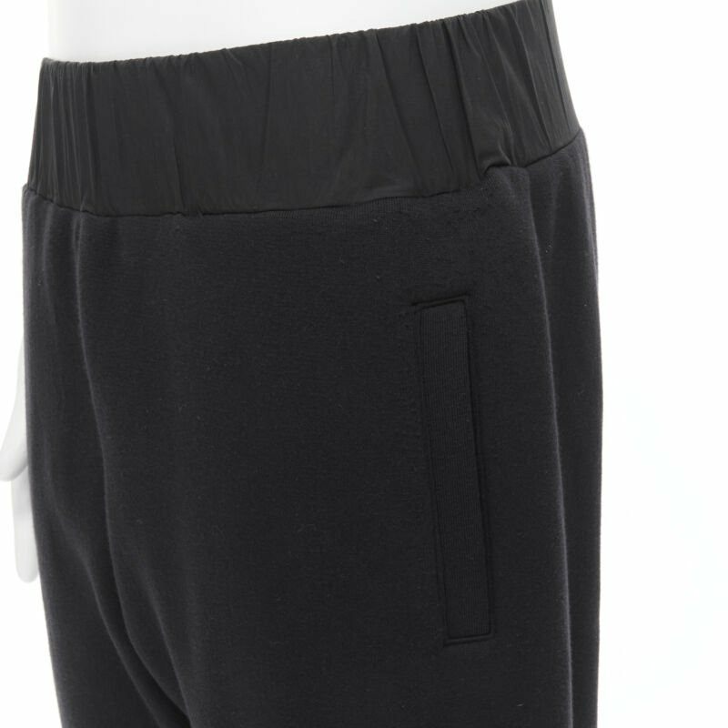 BOTTEGA VENETA black cotton waist band heavy cotton wide leg sweat pants IT48 M-1