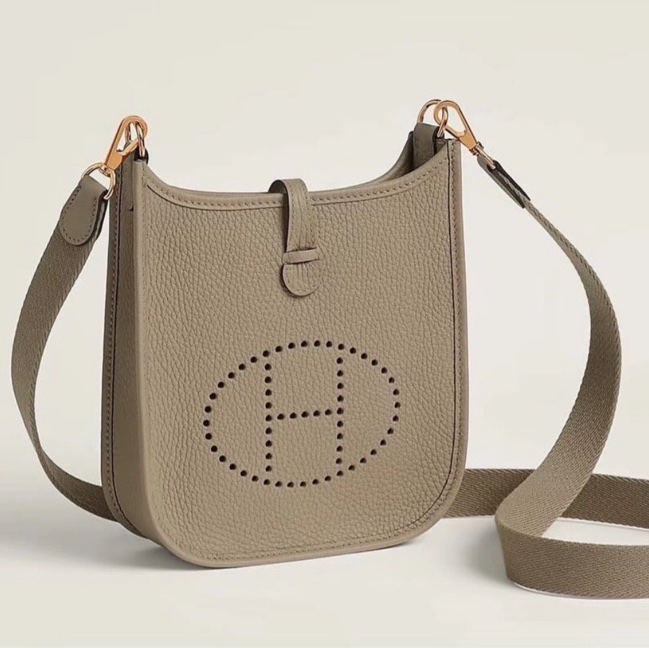 全新Hermes 愛馬仕 mini evelyne 16 餅乾色 金釦_附購證_W刻-19
