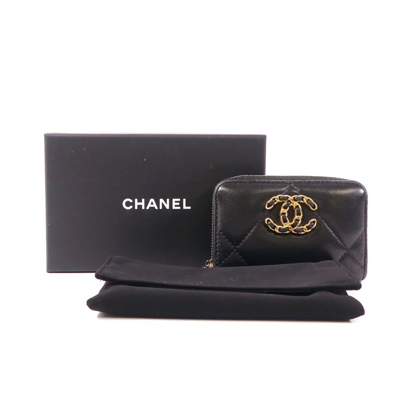 CHANEL 羊皮皮革Coin Case金扣零錢包-8