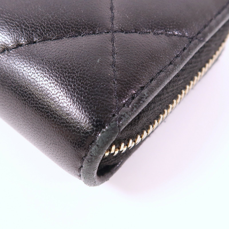 CHANEL 羊皮皮革Coin Case金扣零錢包-9