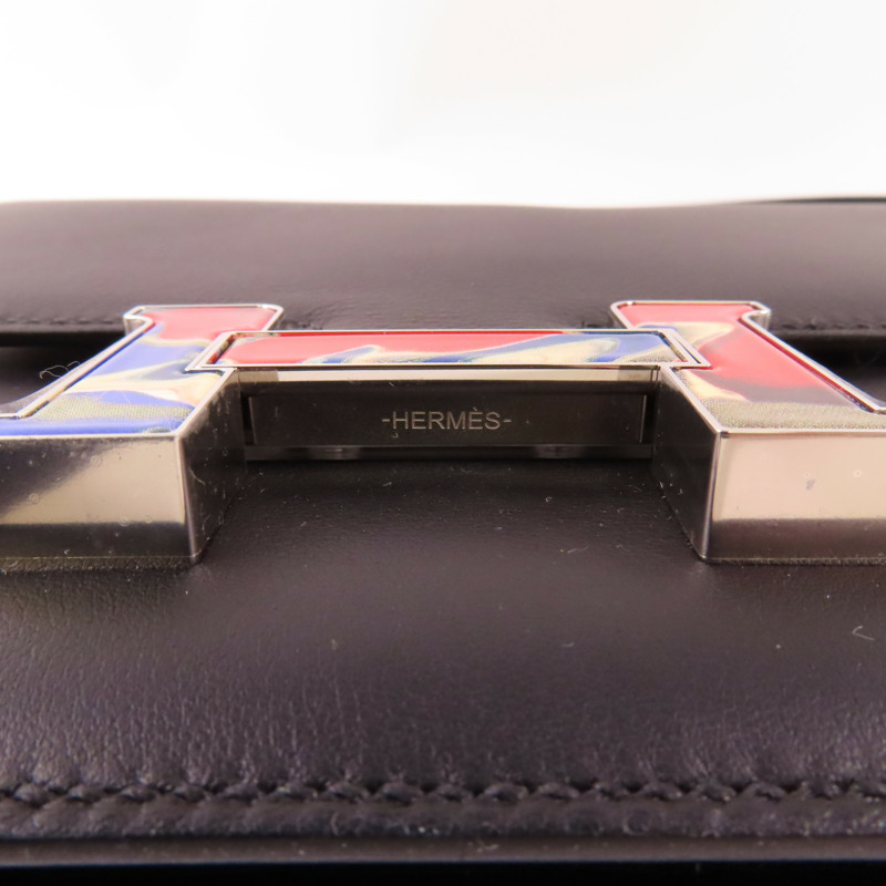 HERMES 【激減優惠】Swift皮革Constance Mini銀扣肩背袋89 Noir-10