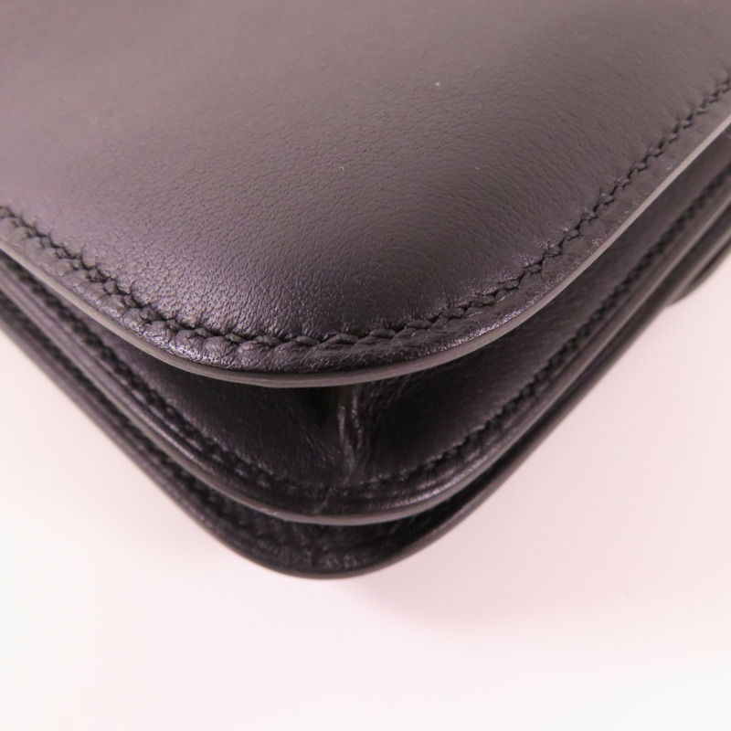 HERMES 【激減優惠】Swift皮革Constance Mini銀扣肩背袋89 Noir-13