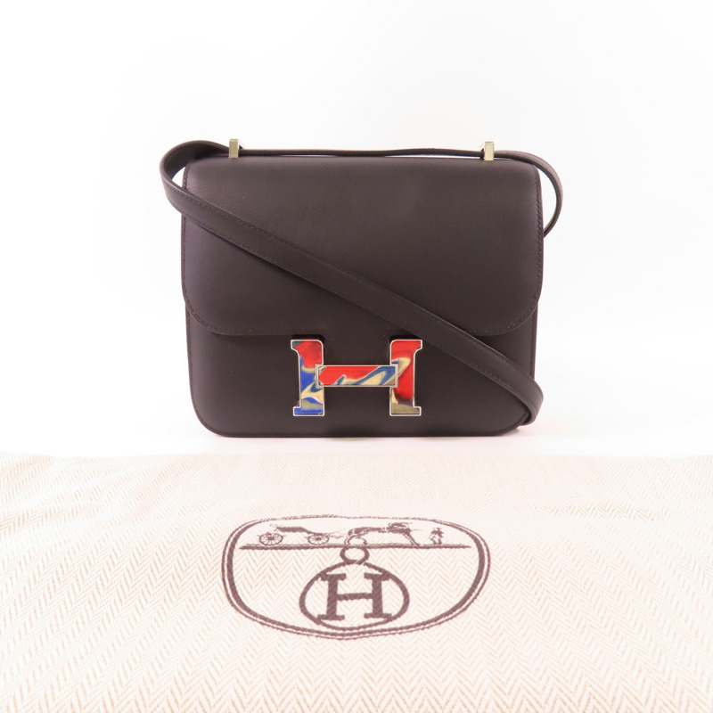 HERMES 【激減優惠】Swift皮革Constance Mini銀扣肩背袋89 Noir-16