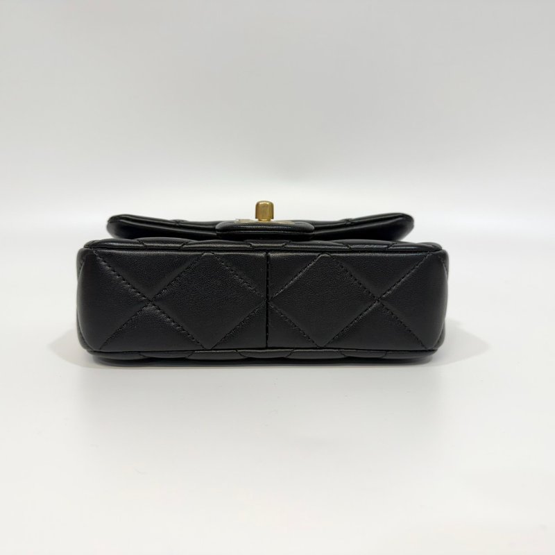 CHANEL 24S 黑金羊皮雙湯圓珍珠方胖子AS4868-5